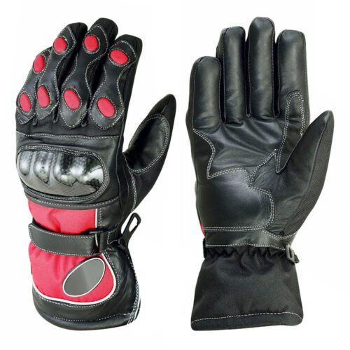 Professional Motorbike Gloves Features Pure Cowhide Leather Rubber Gel Hipora and Thinsulate Construction