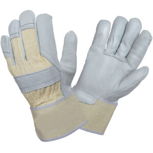 Cowhide full leather working gloves With canvas back, elastic band. Lightly lined. The idea for e.g. construction and trade.