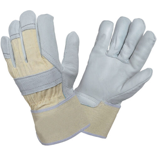 Cowhide full leather working gloves  With canvas back, elastic band. Lightly lined. The idea for e.g. construction and trade.