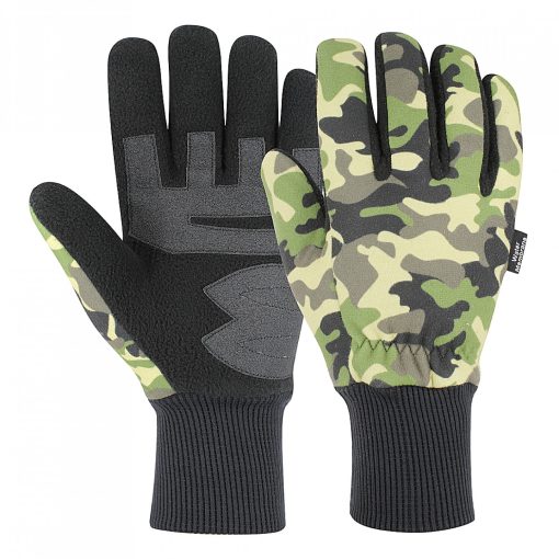 Winter gloves - Camo Fleece Glove With Synthetic Leather Palm 5